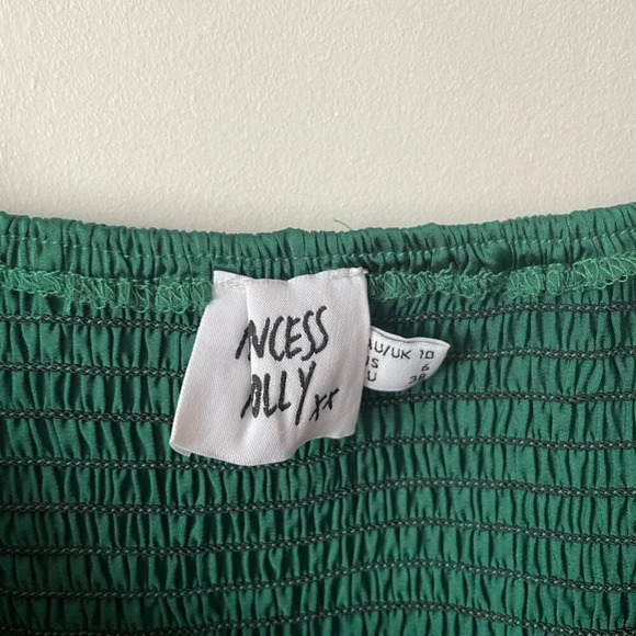 Princess Polly Nikita Satin Effect Long Sleeve Mini Dress Green Size 6 - Picture 7 of 8